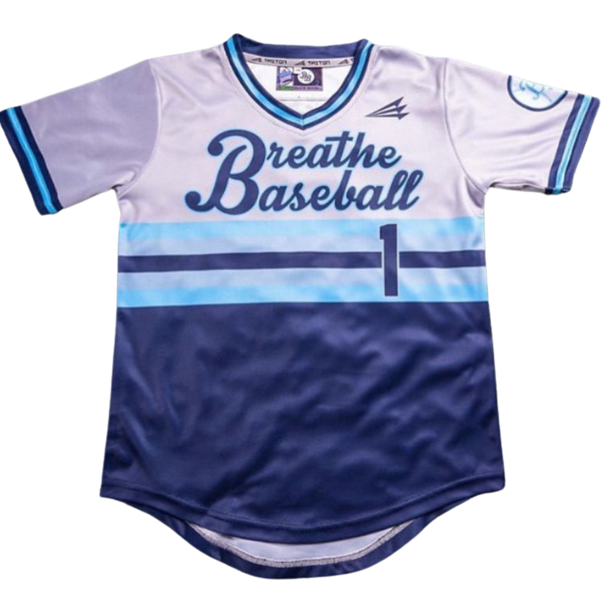Throwback V-Neck Pullover Baseball Jersey Navy Blue - Grey - Car. Blue -  Breathe Baseball