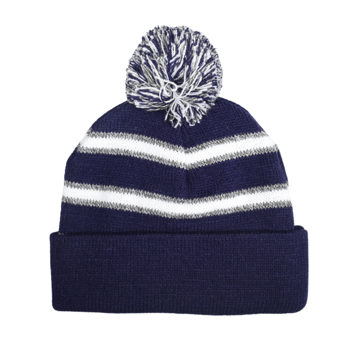 Winter Knit Hat w/POM (Navy Blue)