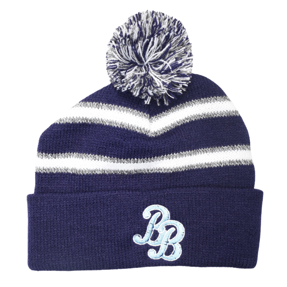 Winter Knit Hat w/POM (Navy Blue)